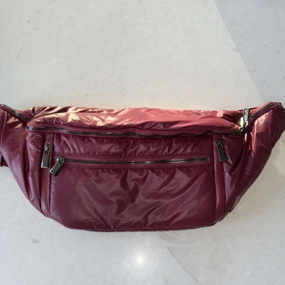 Caraa Maroon Belt Bag with Zippered Pockets - Picture 8 of 12